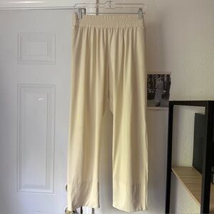 ADAY cream ivory athletic belted straight leg cropped pants